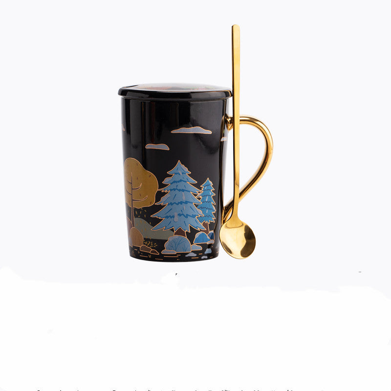 Four Seasons Ceramic Mug with Spoon