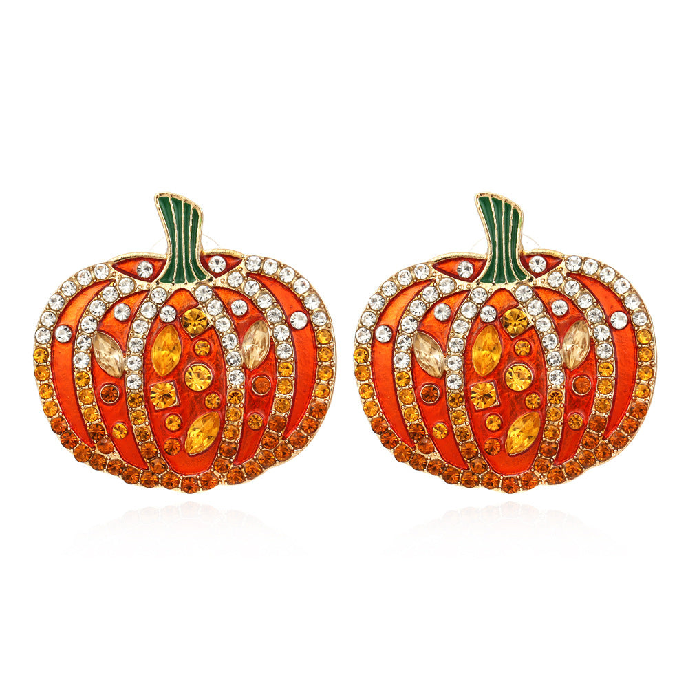 Pumpkin Orange Sparkle Stud Earrings