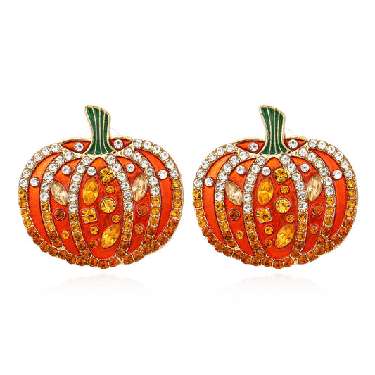 Pumpkin Orange Sparkle Stud Earrings
