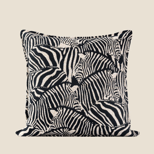 Zebra/ Black and White Brush Stroke Decorative Throw Pillow