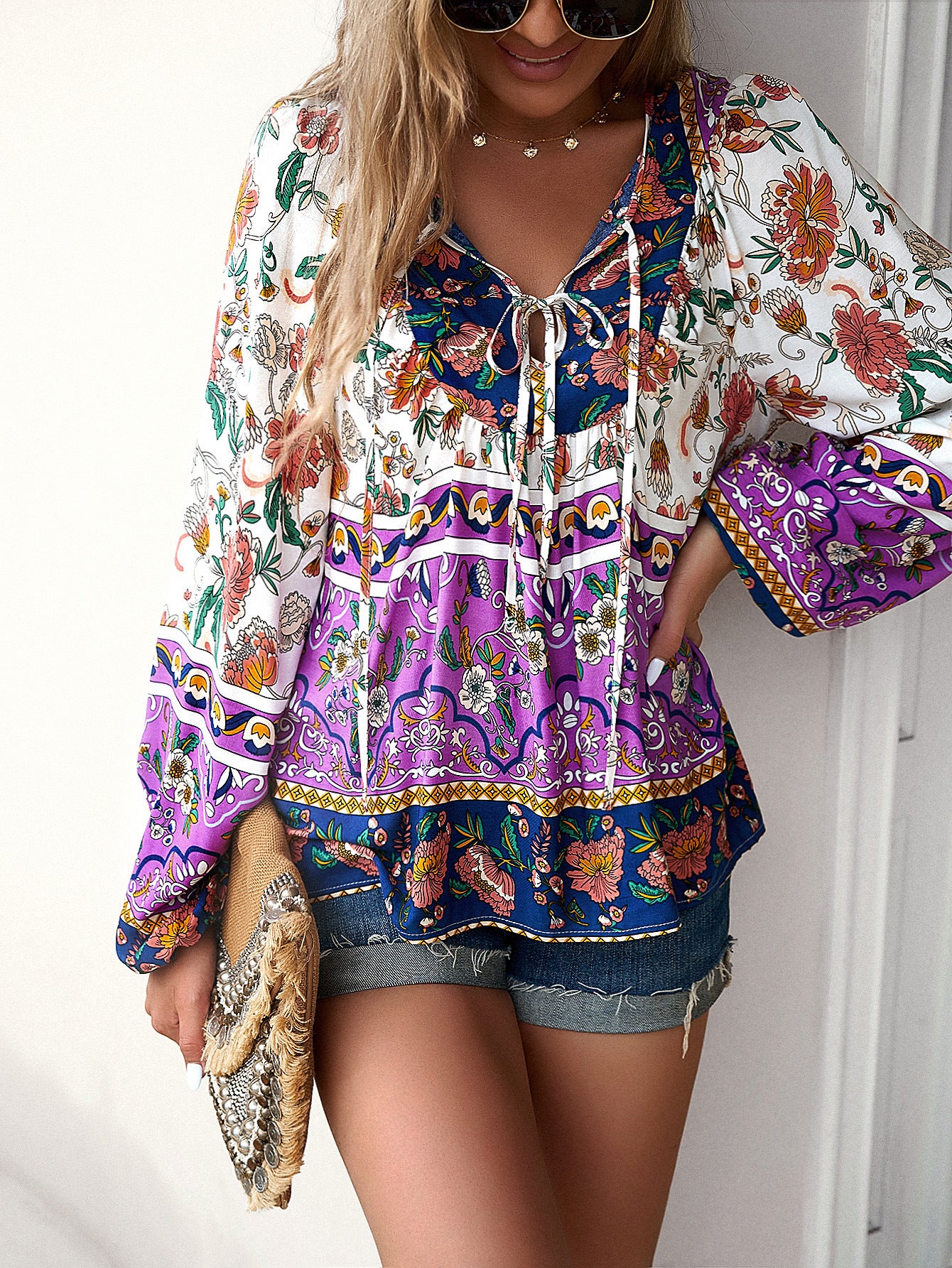 Boho Floral Long Sleeve Top