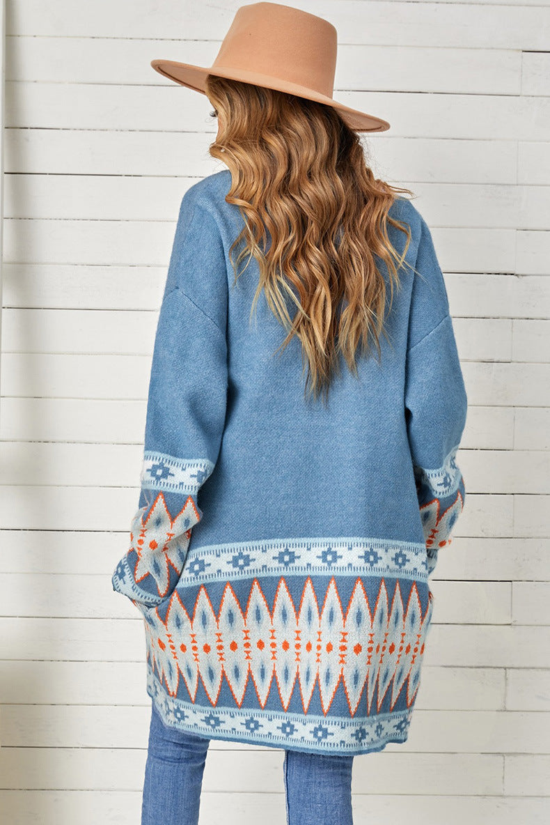 Aztec Western Knit Wool Cardigan