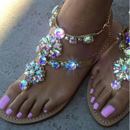 Irridescent Rhinestone Sandals