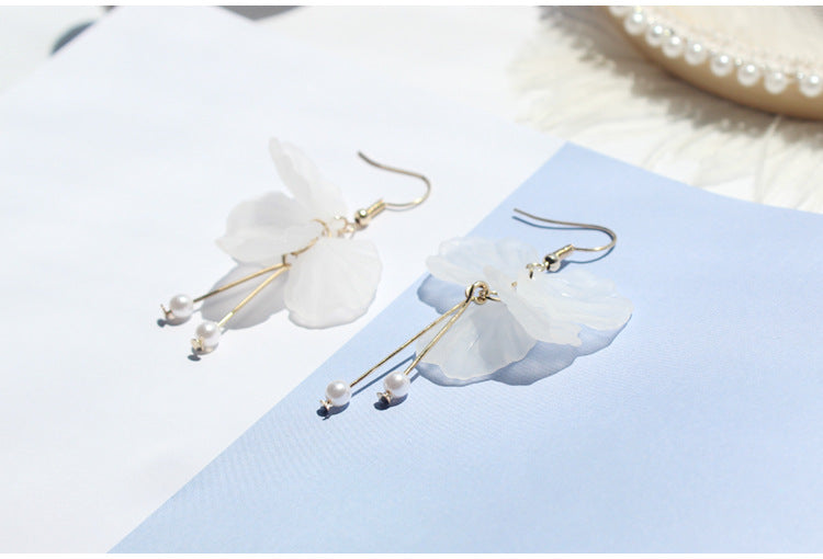 Delicate Petal Hook Earrings/ Blue Whale Drop Earrings