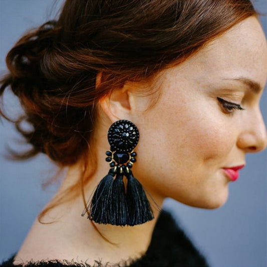 Beaded Tassel Shoulder Duster Earrings