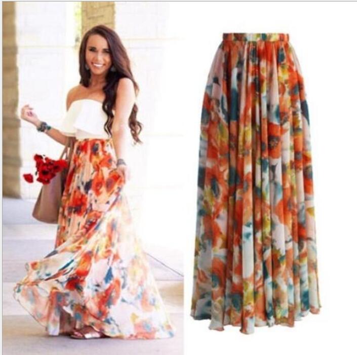 Floral Pleated Maxi Skirt