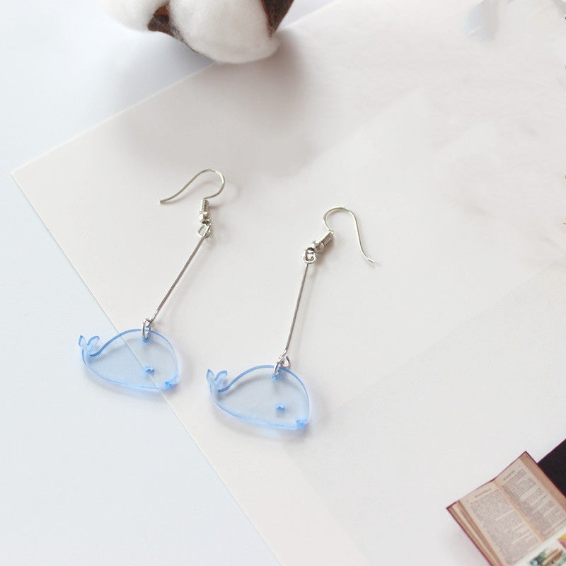 Delicate Petal Hook Earrings/ Blue Whale Drop Earrings