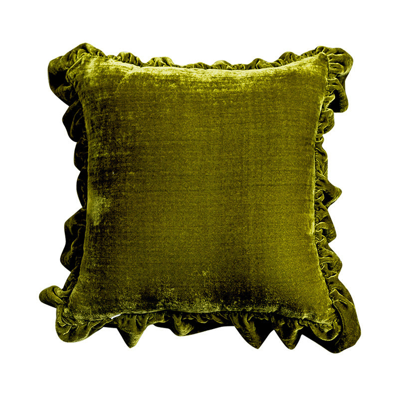 Velvet Ruffle Decorative Throw Pillow