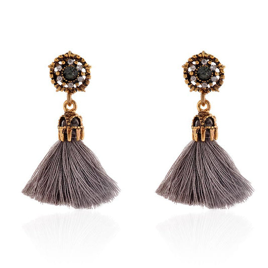 Jeweled Tassel Dangle Earrings