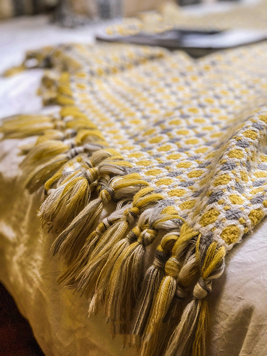 Golden Harvest Tassel Throw Blanket