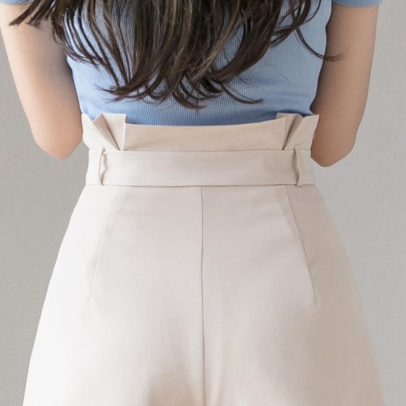 Paperbag Belted High-Waisted Shorts