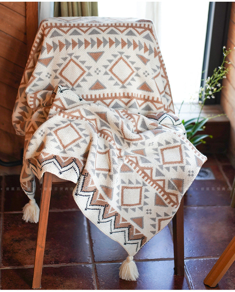 Bohemian Khaki Blanket, Bohemian Pumpkin and Peppercorn Blanket