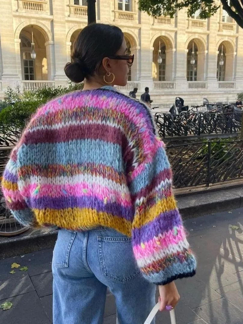 Rainbow Chunky Knit Cardigan