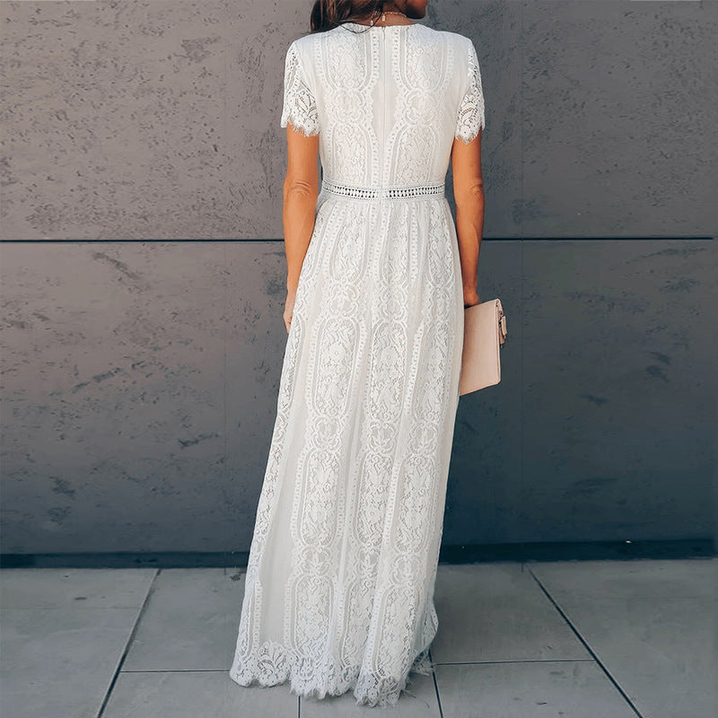 Lace V-Neck Maxi Dress