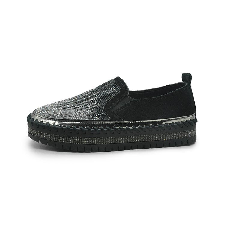 Rhinestone Slip-On Platform Loafers