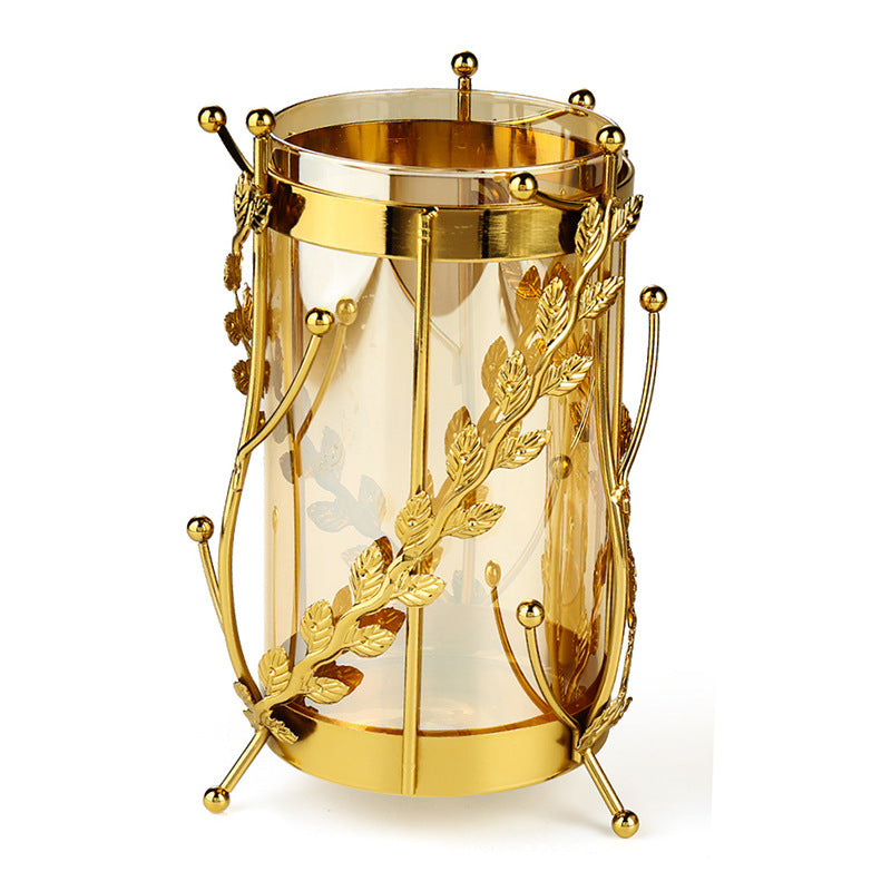 Gold Metal Leaf and Glass Vase