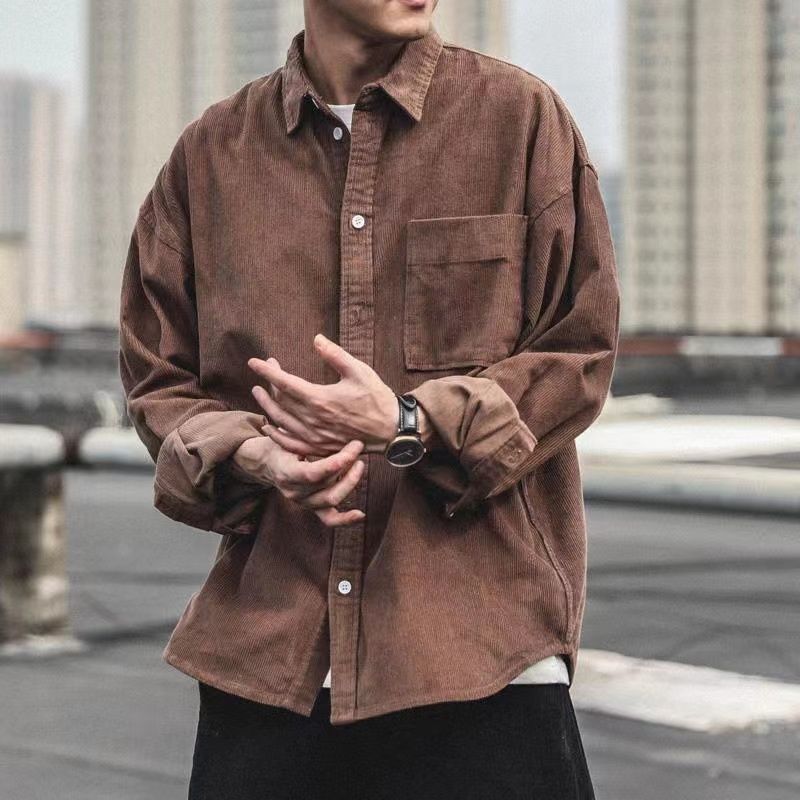 Men's Corduroy Long Sleeve Button Down Shirt