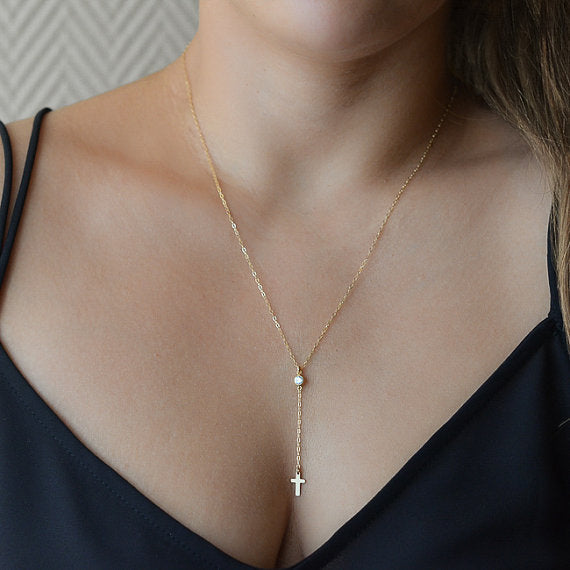 Tiny Cross Pendant Necklace