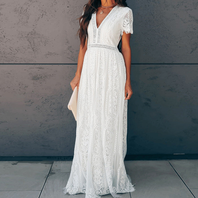 Lace V-Neck Maxi Dress