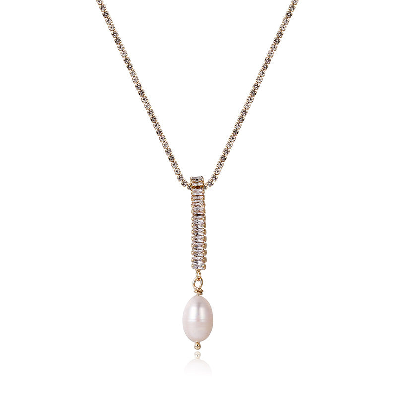 Diamond and Pearl Pendant Necklace