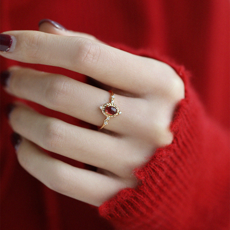 Gold and Scarlet Zircon Ring