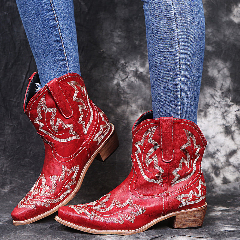 Western Stitched Cowgirl Ankle Boot