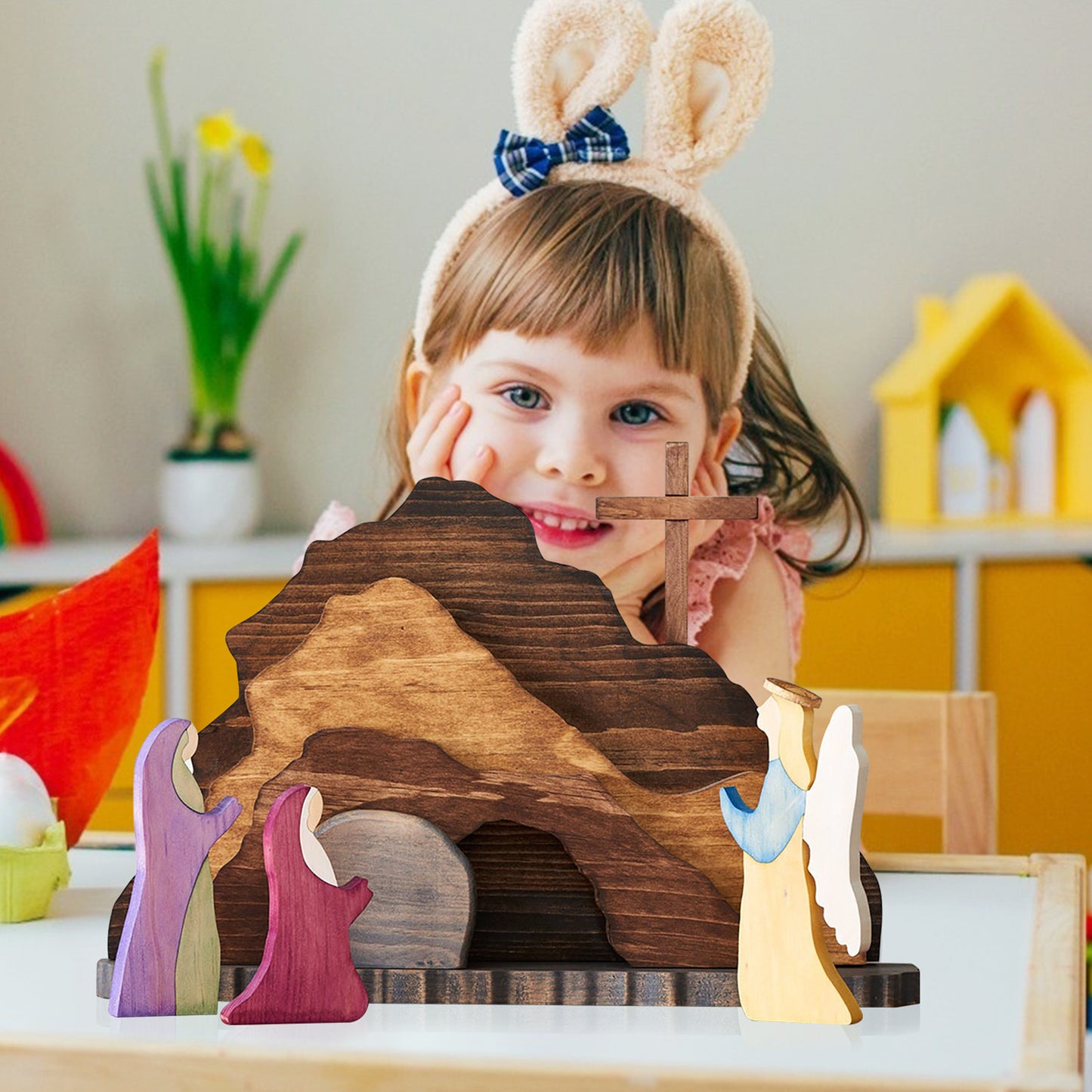 Wooden Easter Scene