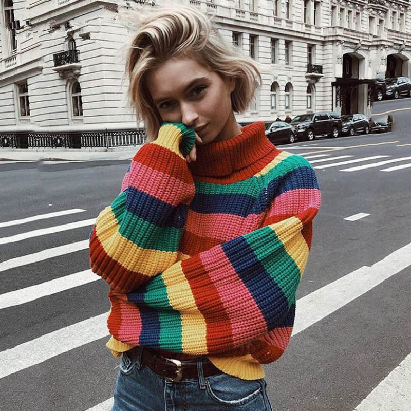 Multicolor Striped Knit Sweater