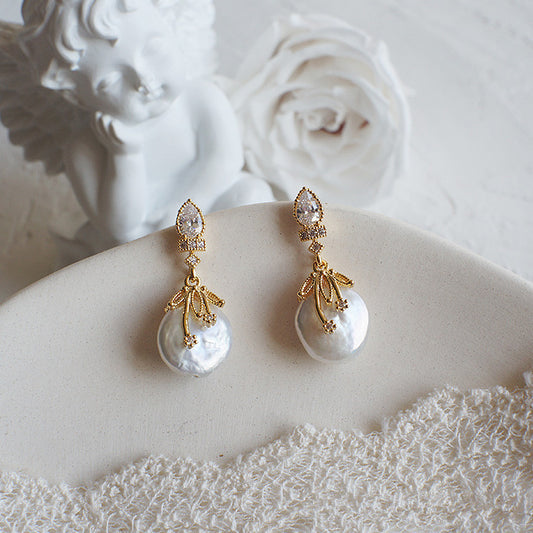 Baroque Elegance Freshwater Pearl Dangle Earrings