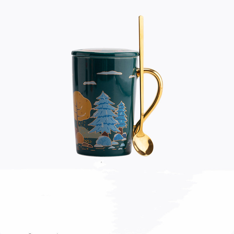 Four Seasons Ceramic Mug with Spoon