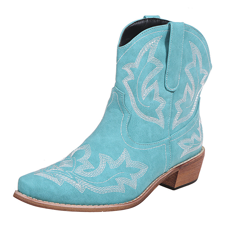 Western Stitched Cowgirl Ankle Boot