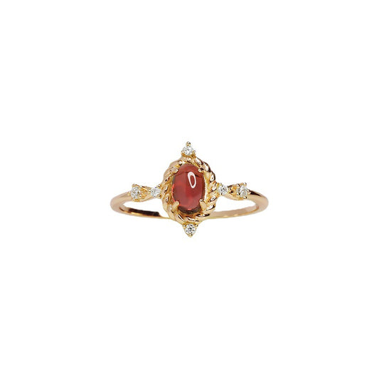 Gold and Scarlet Zircon Ring