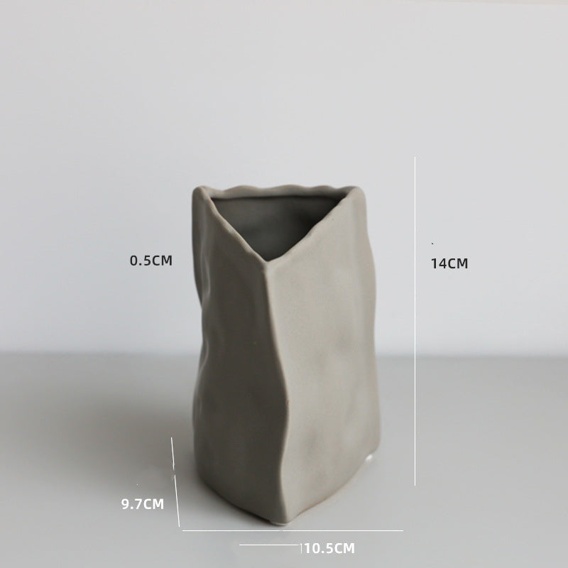 Nordic Ceramic Paper Bag Vase