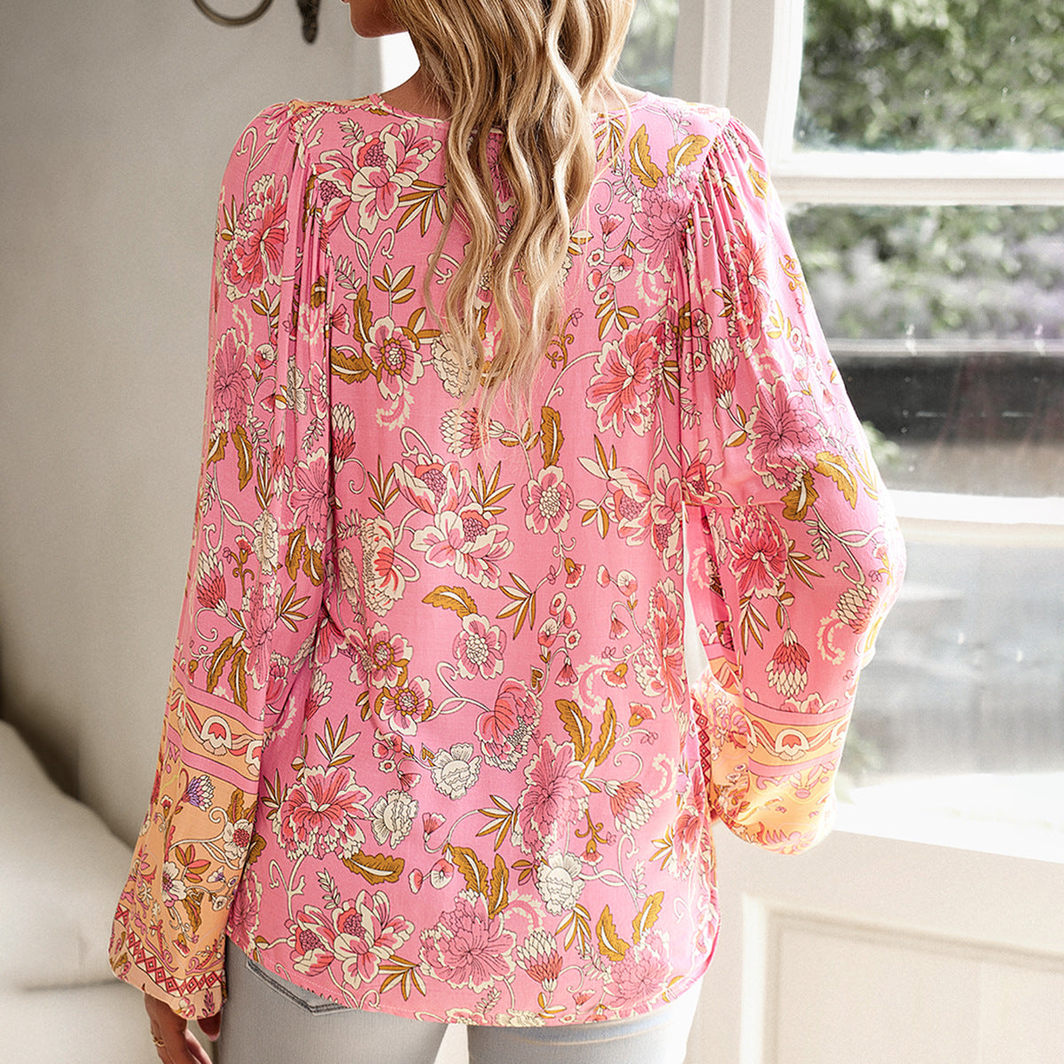 Boho Floral Long Sleeve Top