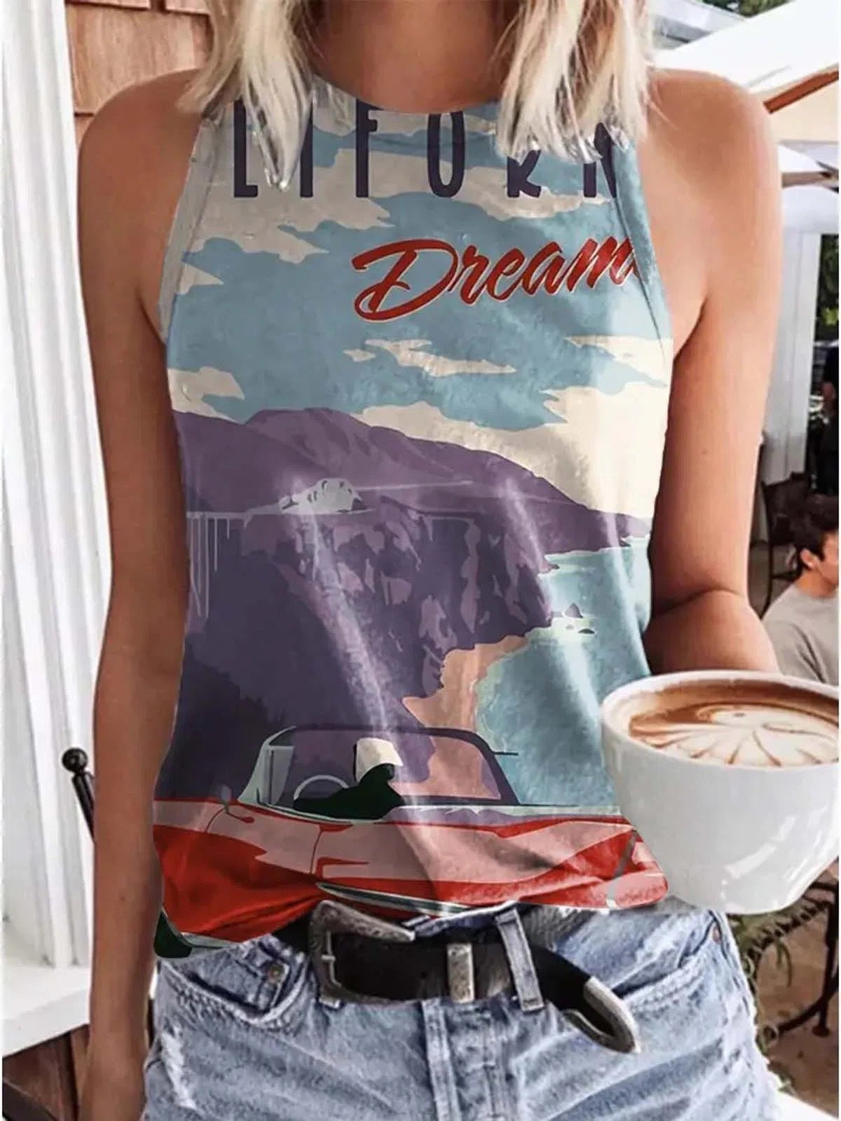 Vintage Graphic Tank Top- Dream/Orange Juice/Tomatoes/Lemonade/Coffee/Strawberry/Vintage Sports