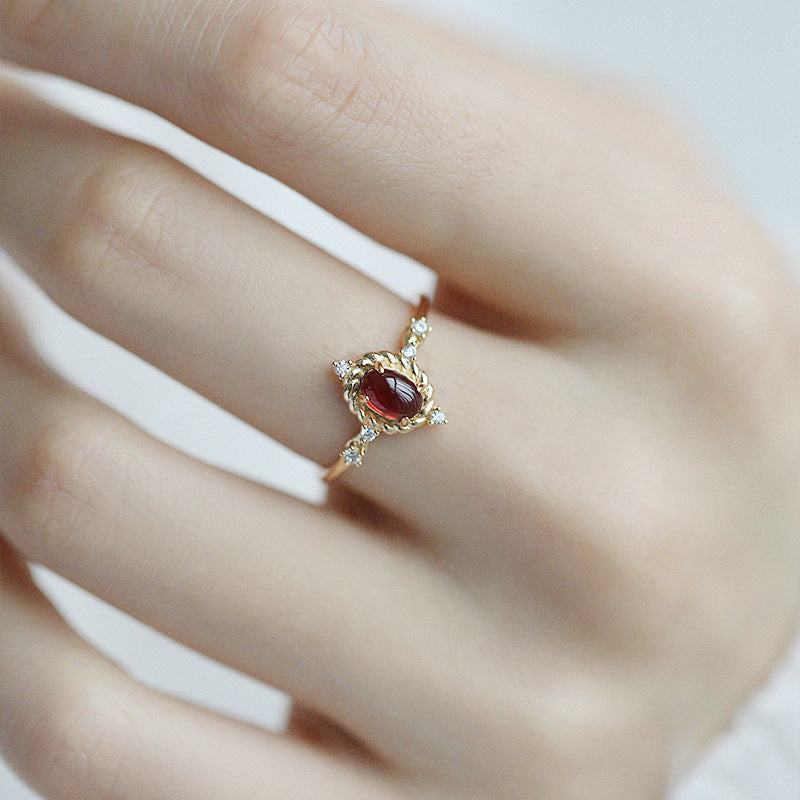 Gold and Scarlet Zircon Ring