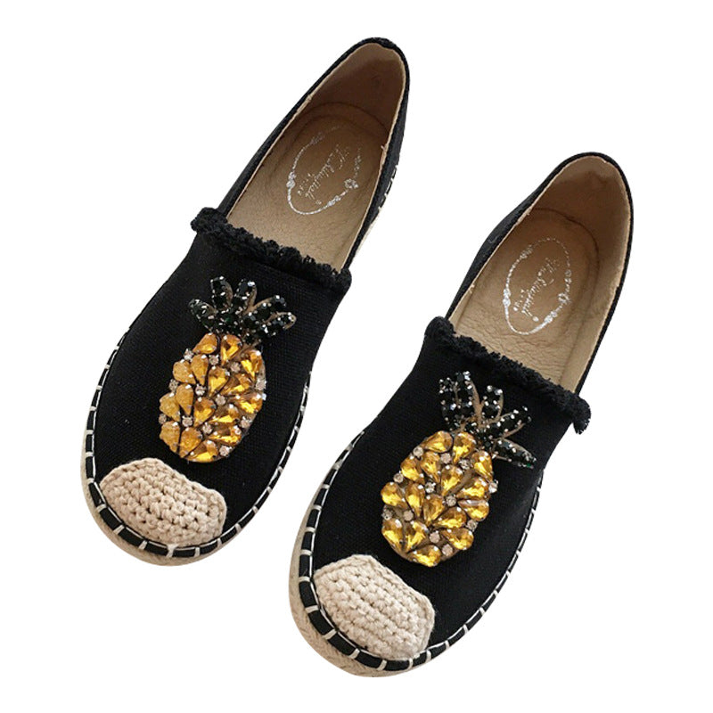 Pineapple Rhinestone Espadrille Flats