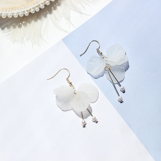 Delicate Petal Hook Earrings/ Blue Whale Drop Earrings