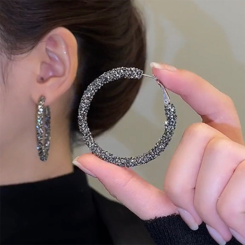 Gunmetal Shimmer Hoop Earrings