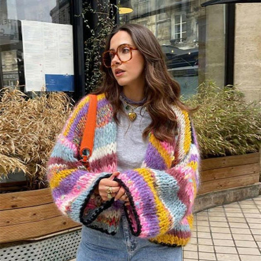 Rainbow Chunky Knit Cardigan