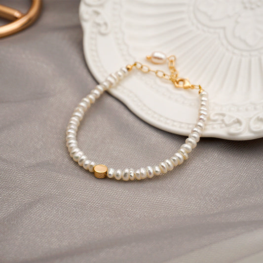 Adjustable Pearl Bracelet with Charm