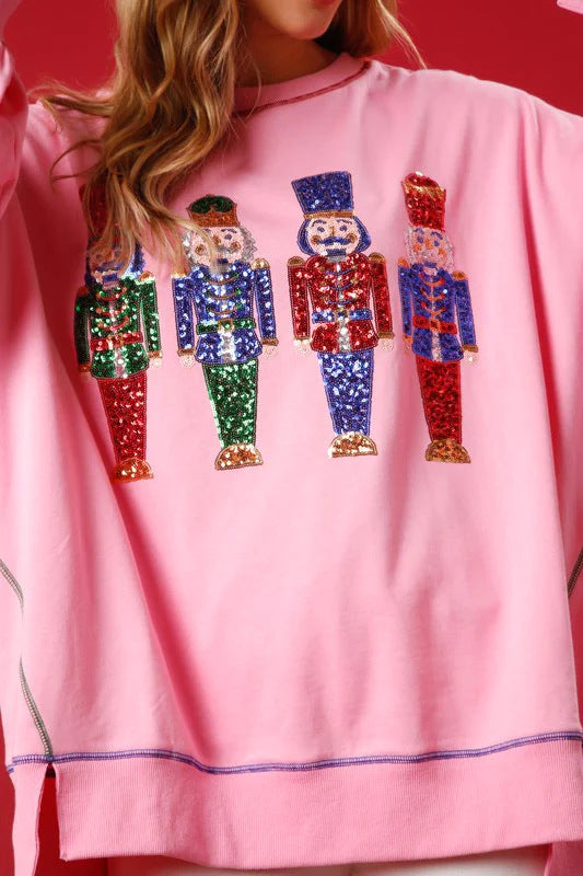 Christmas Holiday Sequin Sparkle Nutcracker Sweater