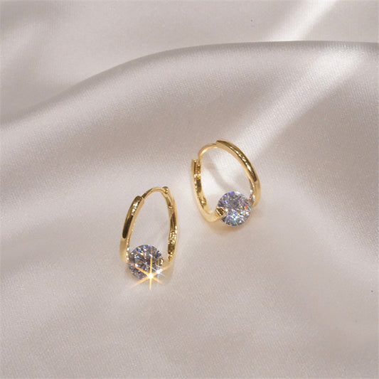 Diamond and Gold Hoop Earrings