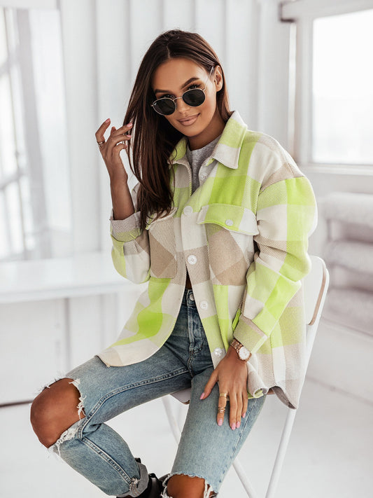 Plaid Button Down Shirt Jacket