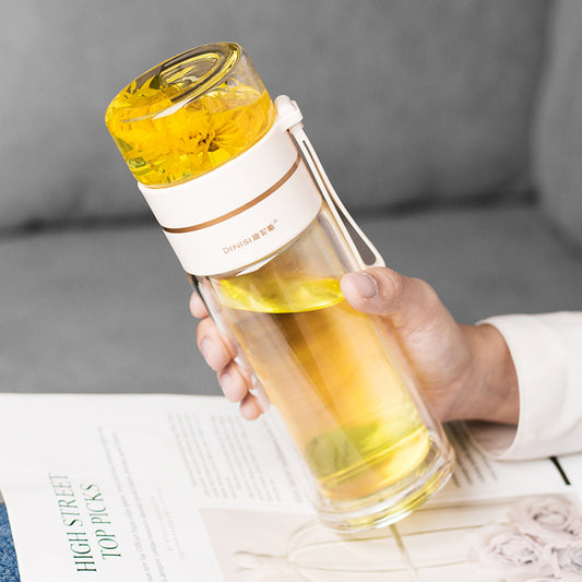 Tea Infuser Filter Glass Water Bottle