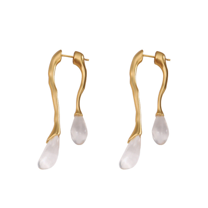 Gold and Glass Dewdrop Earrings