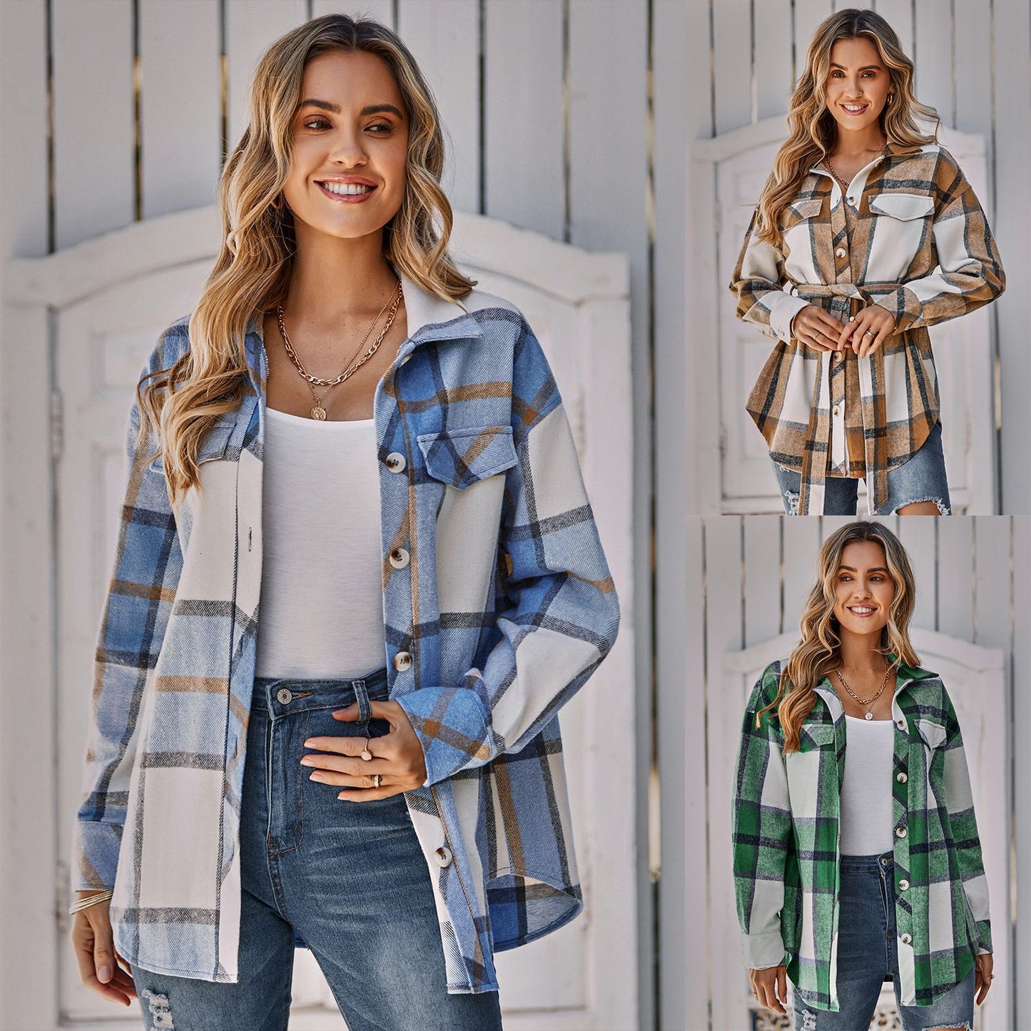 Plaid Belted Button Down