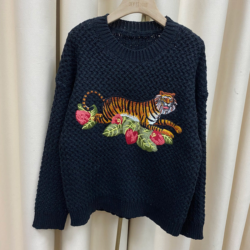 Crochet Tiger Knit Sweater