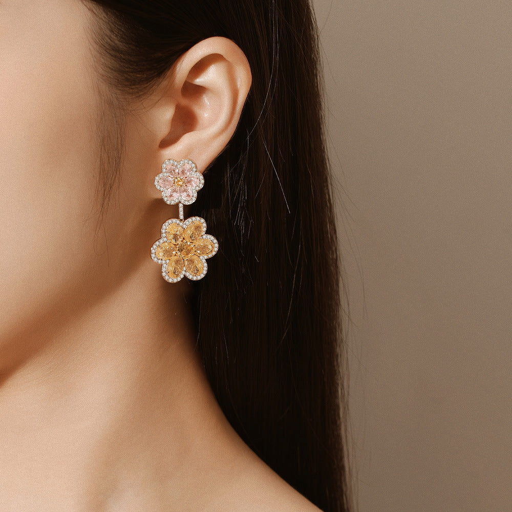 Flower Power Crystal Drop Earrings