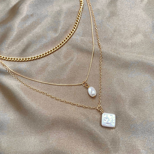 Golden Retro Multi-layer Pearl Necklace